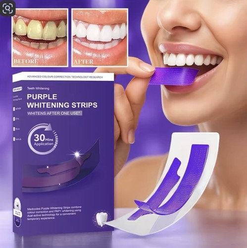 Purple teeth whitening strips - teeth,